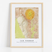 Jan Toorop-Woman's Head with Red Hair and Chrysanthemum (1896)