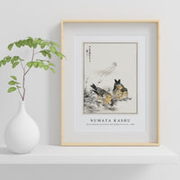 Numata Kashu - Small Japanese Greenfinch and Shepherd's Purse illustration from Pictorial Monograph of Birds (1885)