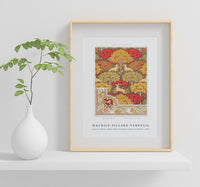 
              Maurice Pillard Verneuil - Cerfs et arbres, papier peint. Écureuil oiseaux et sorbier
            