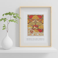 Maurice Pillard Verneuil - Cerfs et arbres, papier peint. Écureuil oiseaux et sorbier