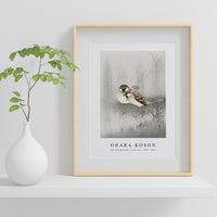 Ohara Koson - Two ring sparrows in the rain (1900 - 1930) by Ohara Koson (1877-1945)