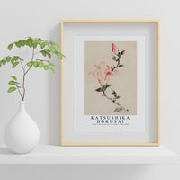 Katsushika Hokusai - Large Pink Blossom on a Stem with Three Additional Buds 1830-1850