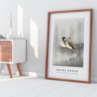 Ohara Koson - Two ring sparrows in the rain (1900 - 1930) by Ohara Koson (1877-1945)
