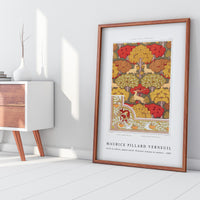 Maurice Pillard Verneuil - Cerfs et arbres, papier peint. Écureuil oiseaux et sorbier