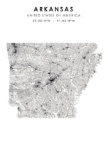 
              Arkansas, United States Scandinavian Style Map Print 
            
