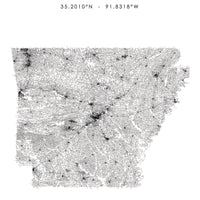 Arkansas, United States Scandinavian Style Map Print 